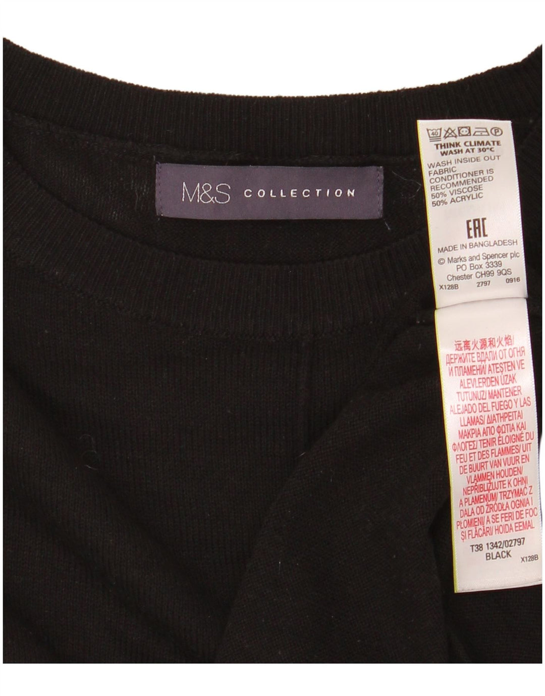 Sweter damski Marks & Spencer z okrągłym dekoltem, UK 14, średni czarny