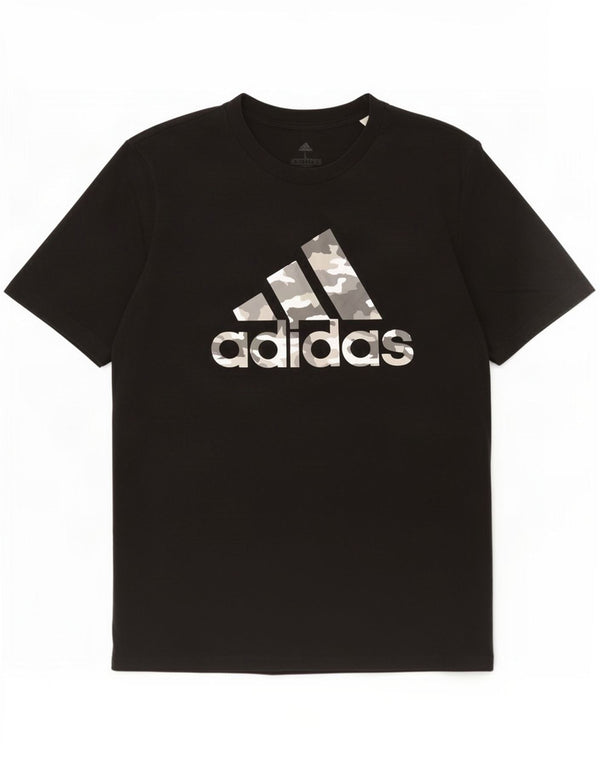 Męska koszulka z grafiką Adidas, duża, czarna, bawełniana