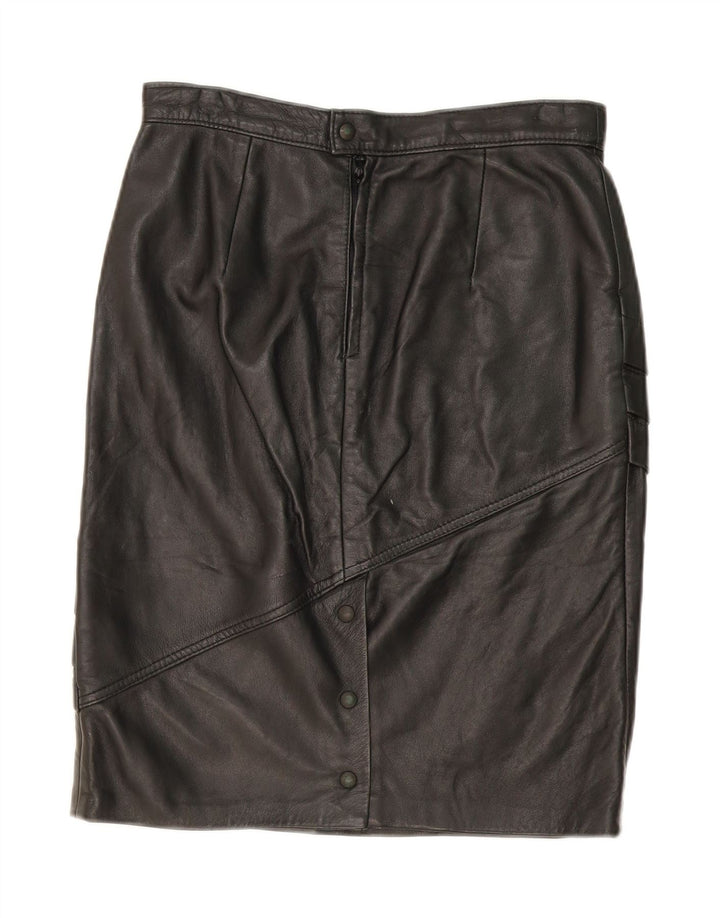 VINTAGE Womens Leather Skirt W30 Medium Black Leather