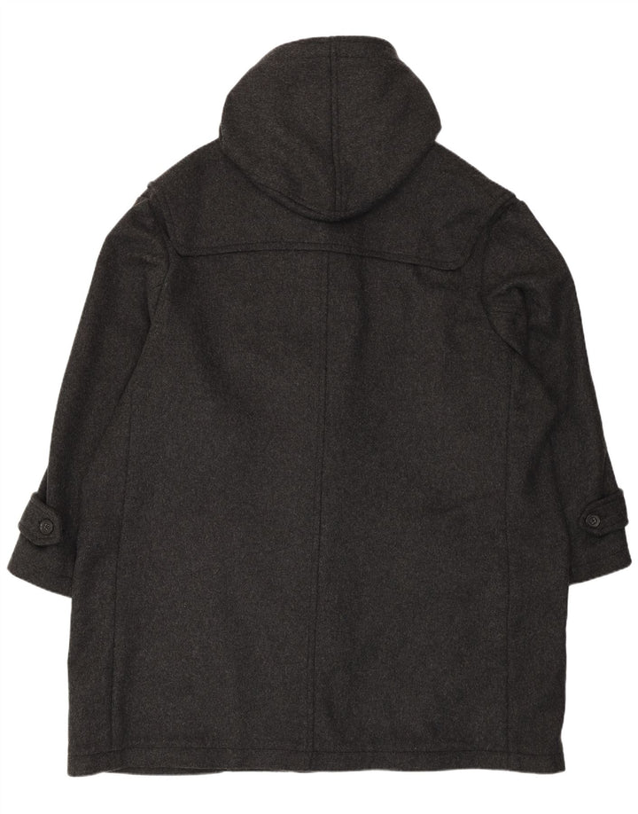 Vintage męski luźny płaszcz z kapturem UK 50 4XL szara wełna