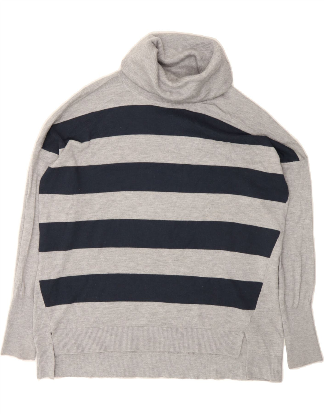 OASIS Womens Oversized Roll Neck Jumper Sweater UK 10 Small Grey Striped Vintage Oasis and Second-Hand Oasis from Messina Hembry 