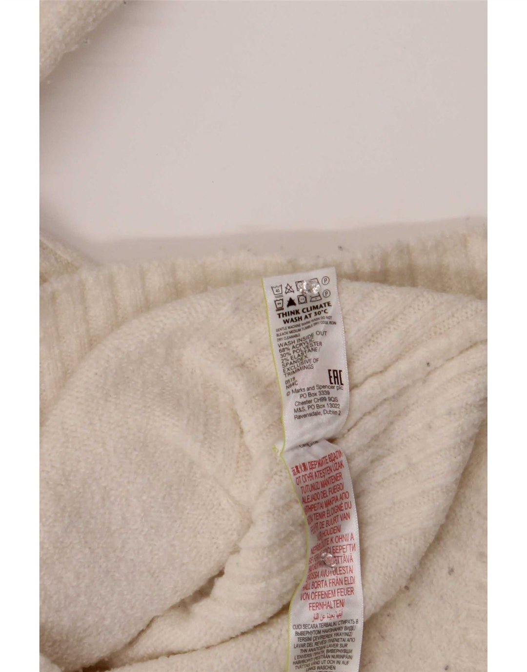 Marks & Spencer Damski sweter oversize z golfem, UK 10, mały, biały