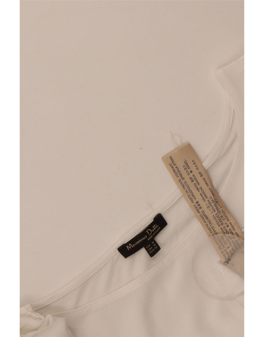 Bluzka damska Massimo Dutti Crop 3/4 z rękawem UK 12 Średnia biała wiskoza