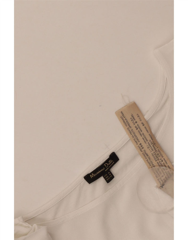 Bluzka damska Massimo Dutti Crop 3/4 z rękawem UK 12 Średnia biała wiskoza