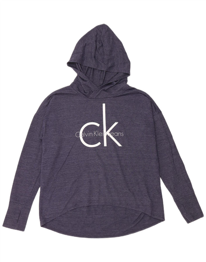 Damski top z grafiką CALVIN KLEIN JEANS z długim rękawem, UK 16, duży, granatowy