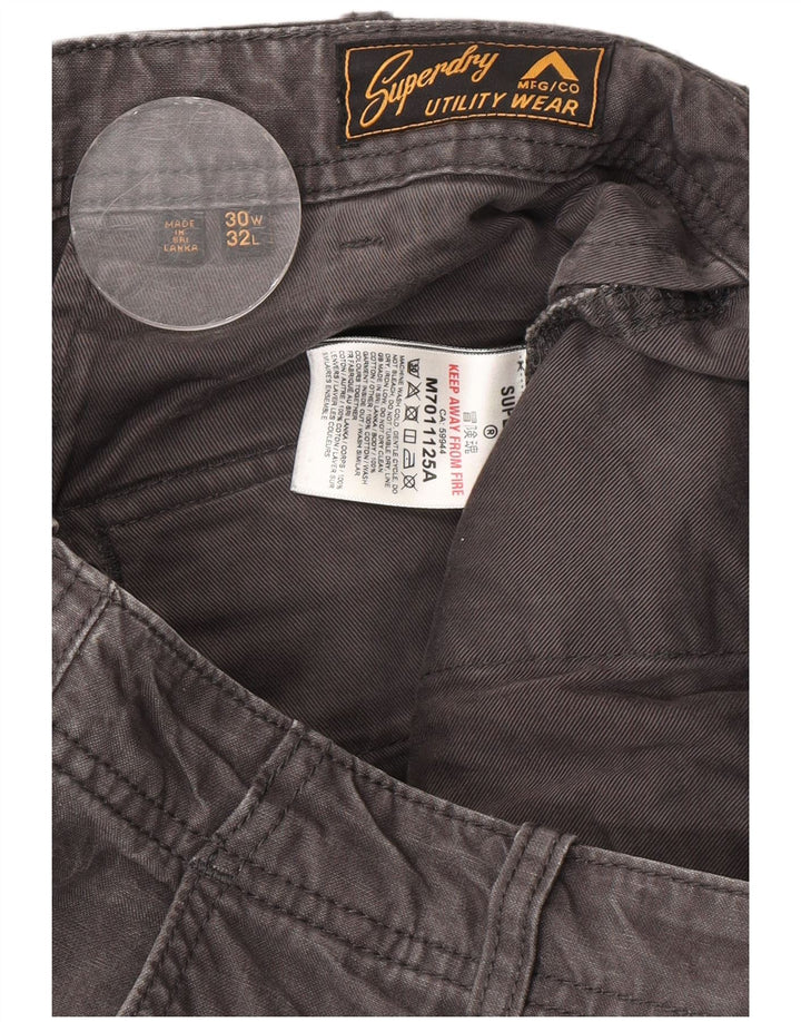Męskie proste spodnie cargo Superdry W30 L32 Szara bawełna