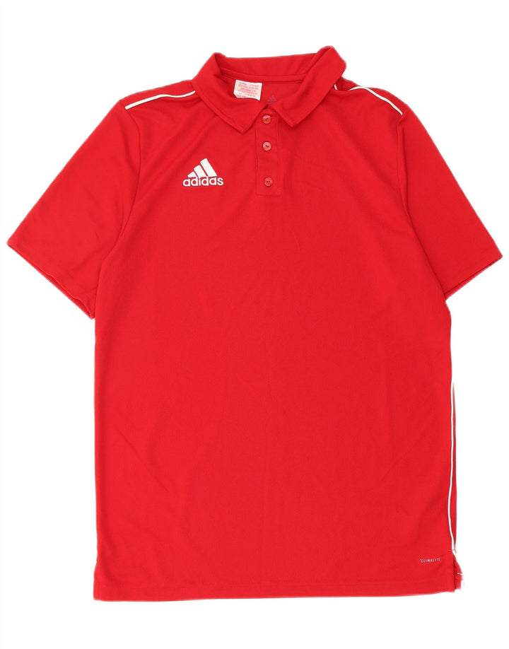ADIDAS Boys Climalite Polo Shirt 15-16 Years XL Red Polyester