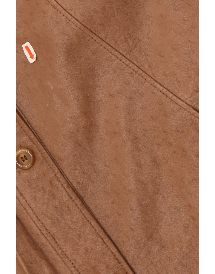 Vintage damski płaszcz skórzany oversize EU 40 średniej beżowej skóry