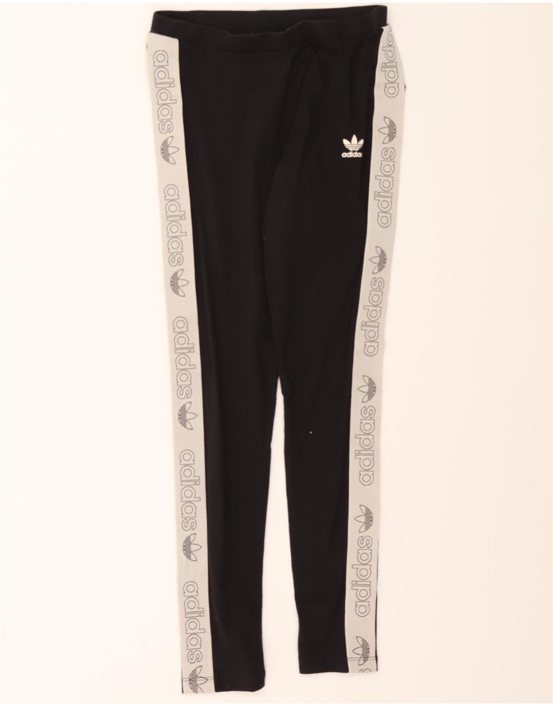ADIDAS Womens Graphic Leggings UK 8 Small Black Cotton Vintage Adidas and Second-Hand Adidas from Messina Hembry 