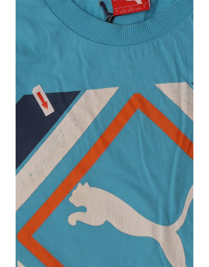 Męski T-shirt z grafiką Puma, duży, niebieski