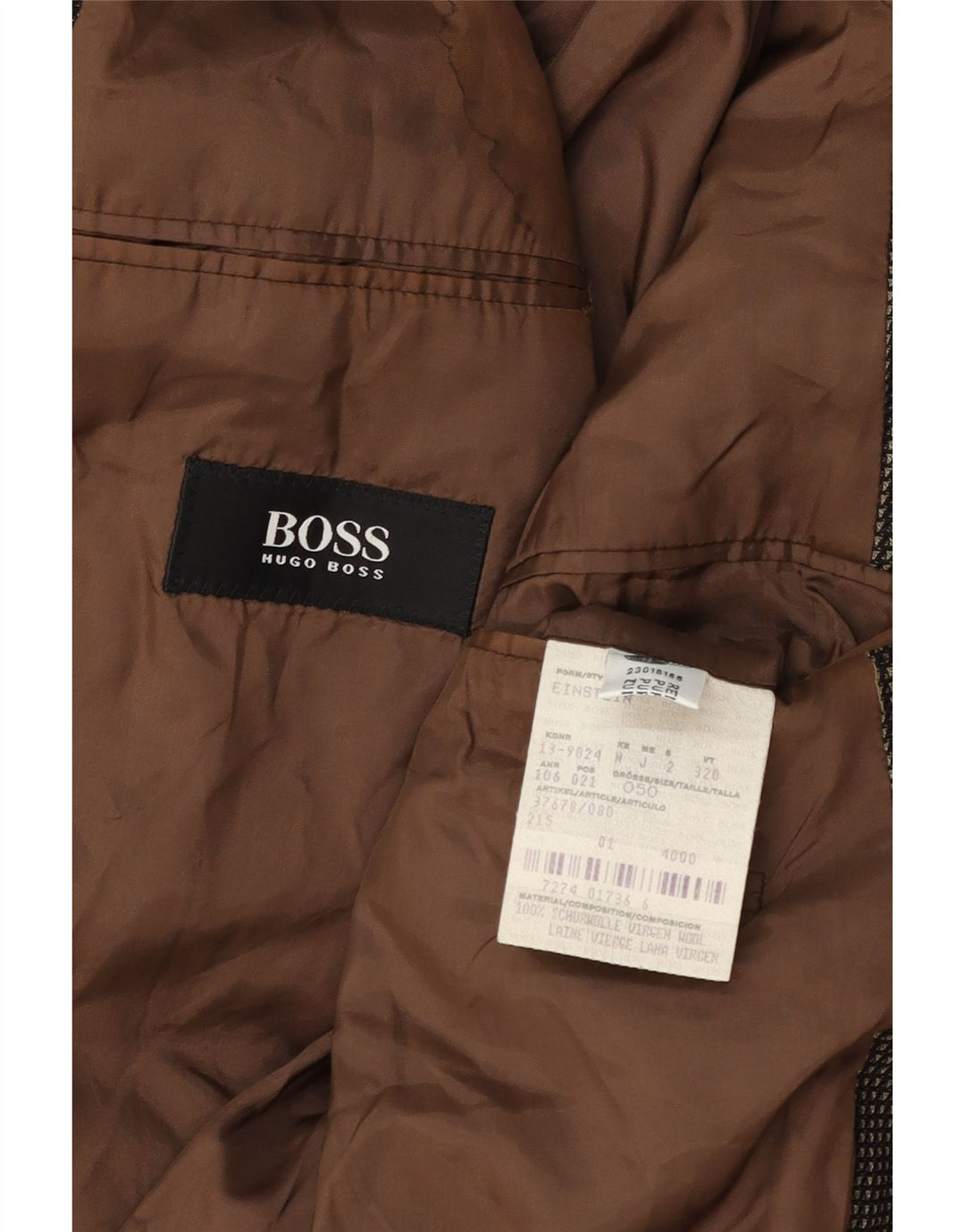 Męska marynarka zapinana na 3 guziki Hugo Boss EU 50, duża, brązowa, wełniana w cętki