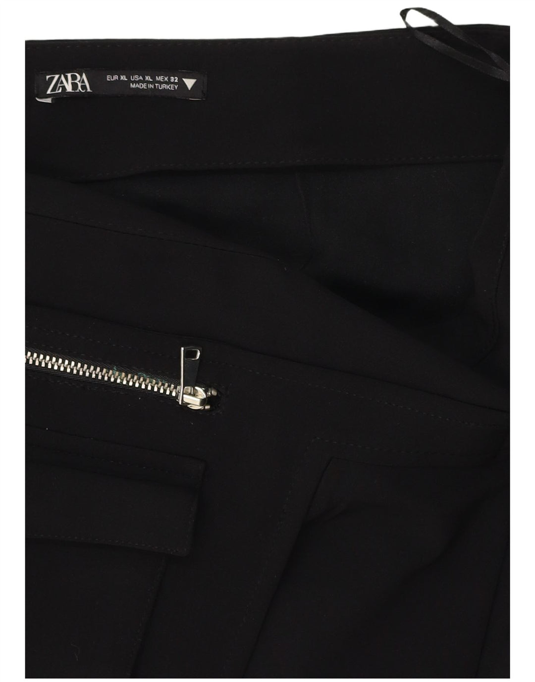 Damska spódnica mini z wysokim stanem ZARA XL W32, czarny poliester