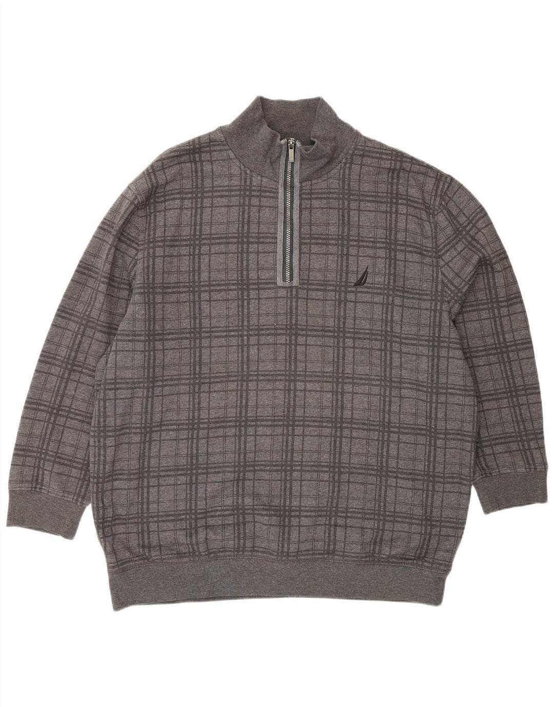 Męski sweter Nautica z zamkiem błyskawicznym 2XL w szarą kratkę