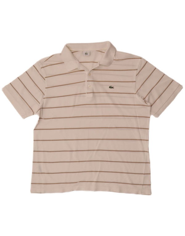 Męska koszulka polo Lacoste, rozmiar 6, XL, bawełniana w białe paski
