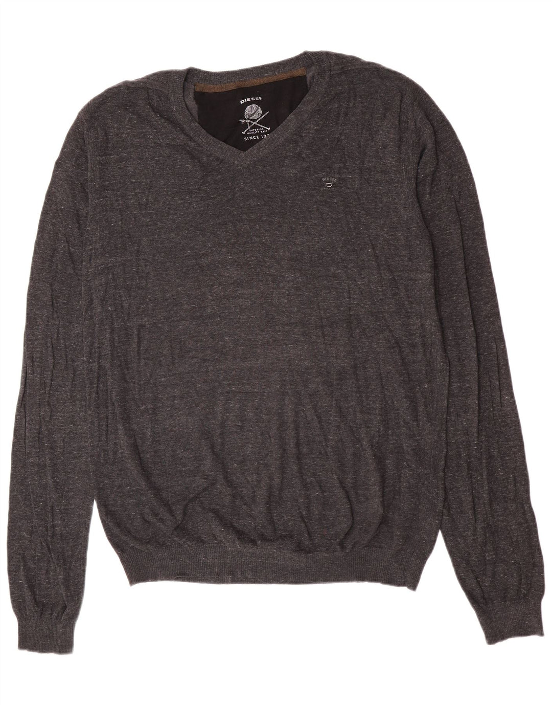 Męski sweter Diesel z dekoltem w kształcie litery V, 2XL, szara bawełna