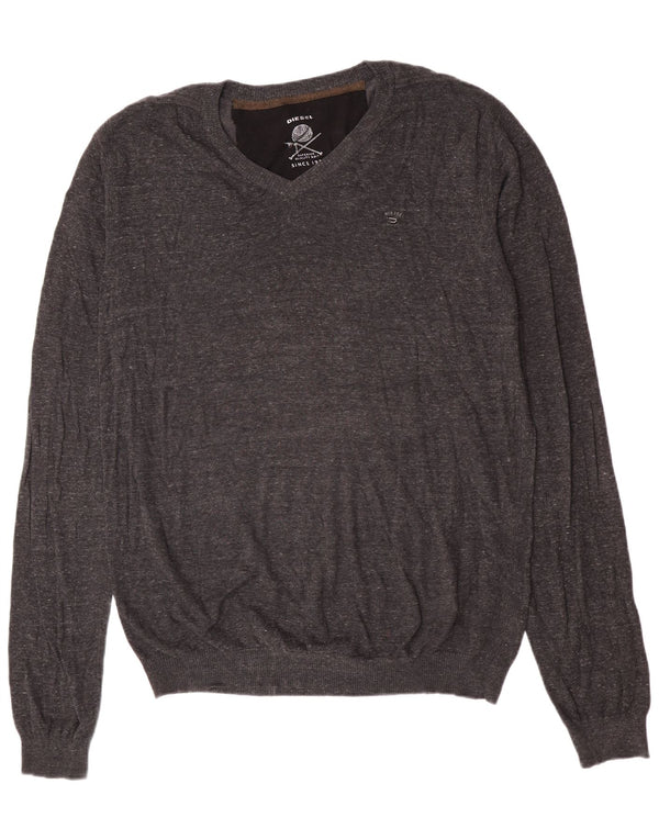Męski sweter Diesel z dekoltem w kształcie litery V, 2XL, szara bawełna