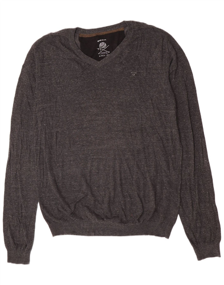 Męski sweter Diesel z dekoltem w kształcie litery V, 2XL, szara bawełna