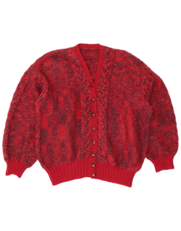 Sweter damski w stylu vintage, rozpinany UK 16, duży czerwony