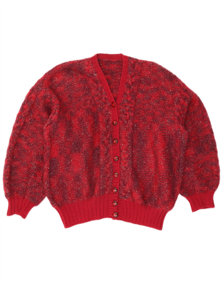 Sweter damski w stylu vintage, rozpinany UK 16, duży czerwony