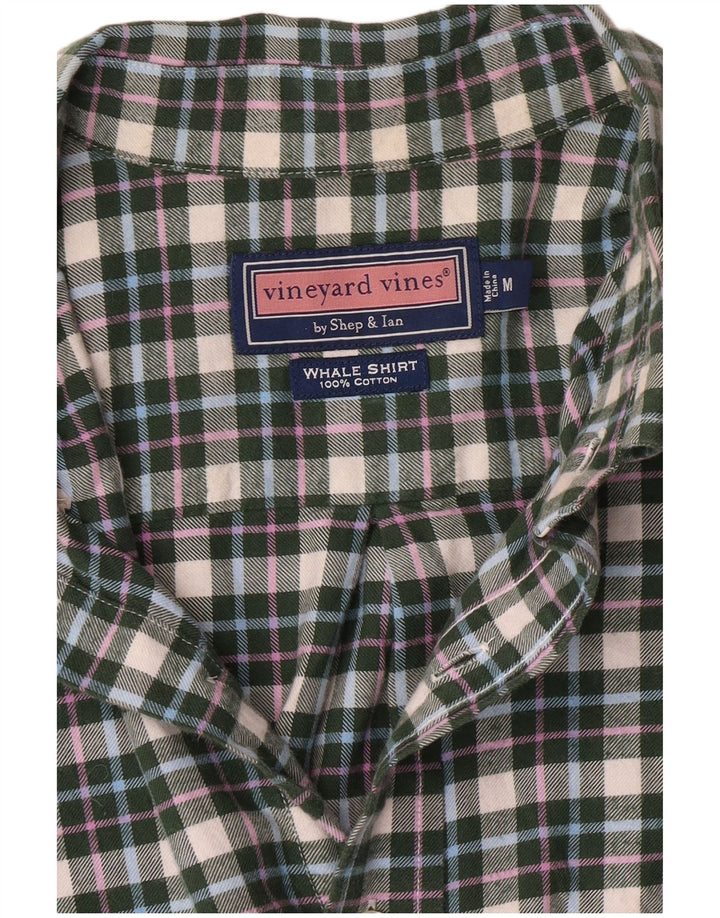 Męska koszula flanelowa Vineyard Vines w średnią zieloną kratkę, bawełniana Preppy
