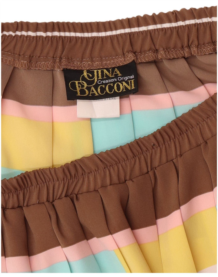 Spódnica plisowana Gina Bacconi UK 16 duża W32 brązowa geometryczna klasyka