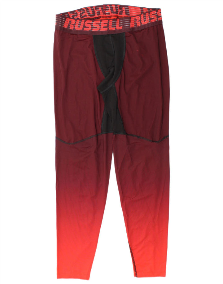 Legginsy męskie Russell Athletic, duże, bordowe, z blokami kolorów
