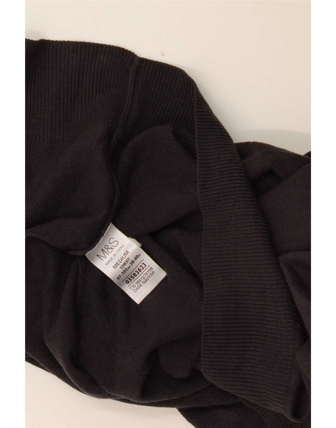 Marks & Spencer Męski sweter z dekoltem w kształcie litery V, średni granatowy akryl
