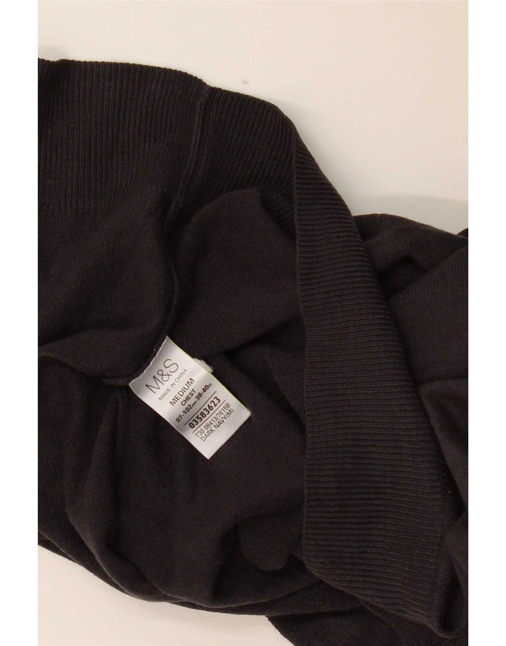 Marks & Spencer Męski sweter z dekoltem w kształcie litery V, średni granatowy akryl