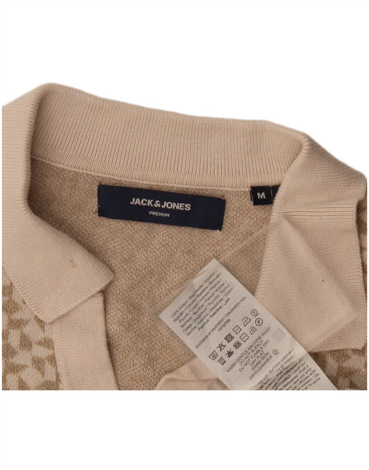 Męska koszulka polo Jack & Jones, średnia beżowa, geometryczna bawełna