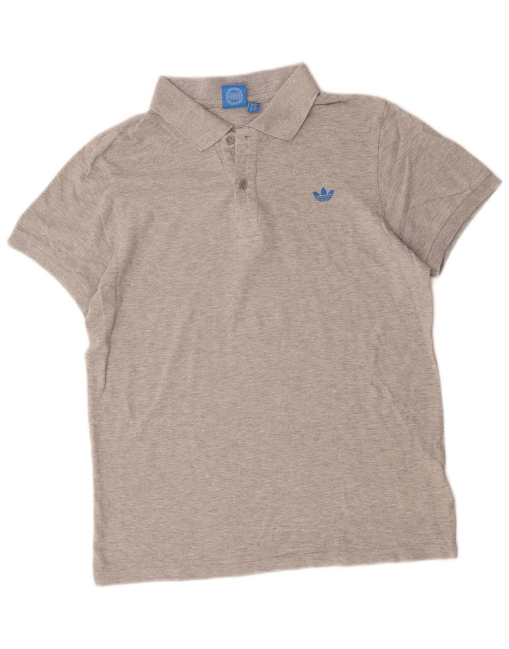 Męska koszulka polo Adidas, średnia, szara, bawełniana nakrapiana