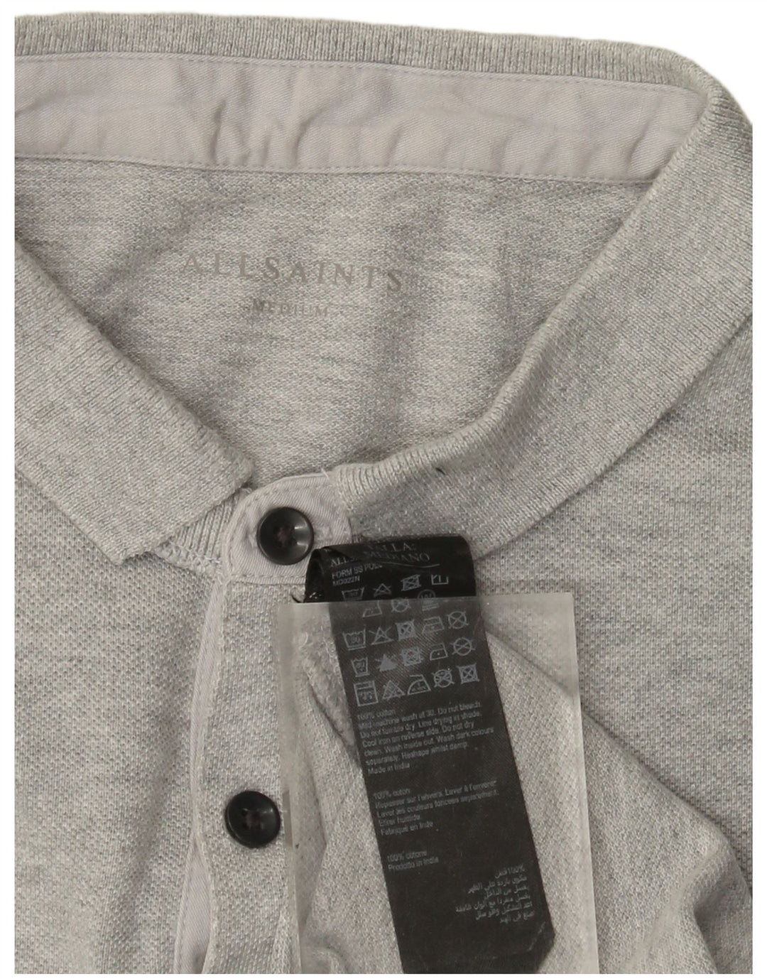 Męska koszulka polo All Saints, średnia szara bawełna