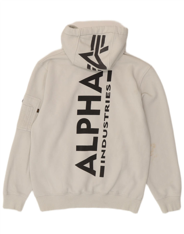 Męski sweter z kapturem i grafiką ALPHA INDUSTRIES, duży, biały, bawełniany