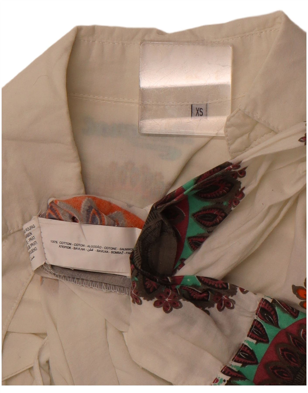 Damska koszula graficzna DESIGUAL UK 6 XS, biała, bawełniana paisley