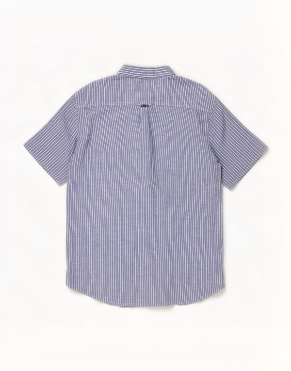 Crew Clothing Męska koszula z krótkim rękawem, duża, niebieska, lniana w prążki