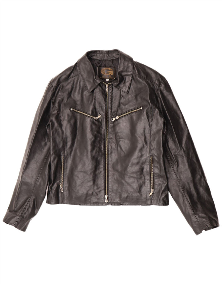 Vintage męska kurtka skórzana UK 38 średniej czarnej skóry