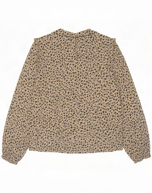 Marks & Spencer Damska bluzka z długim rękawem Top UK 14 Medium Beige Floral