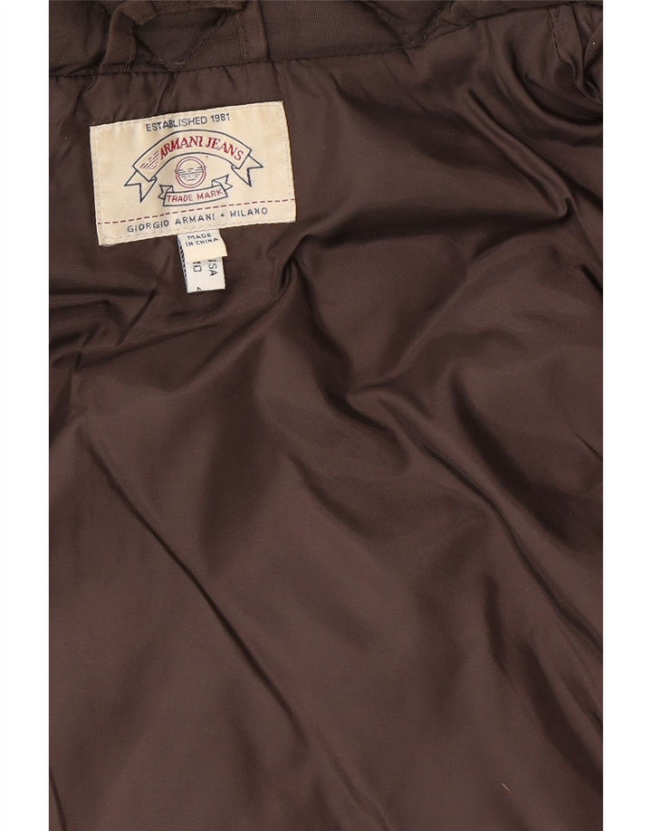 Damska ocieplana pikowana kurtka Armani Jeans UK 14, duża, brązowa, poliamidowa