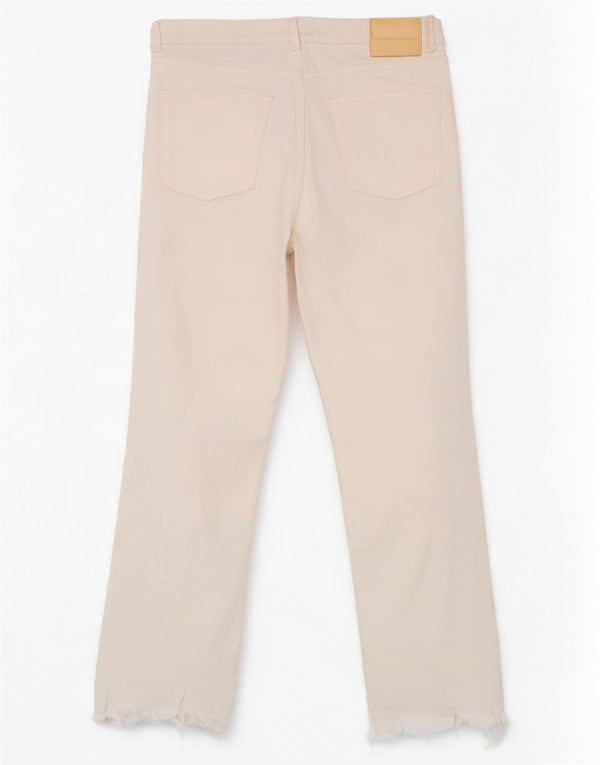Damskie jeansy Zara w trudnej sytuacji, przycięte, EU 42, duże, W32, L24, biała bawełna