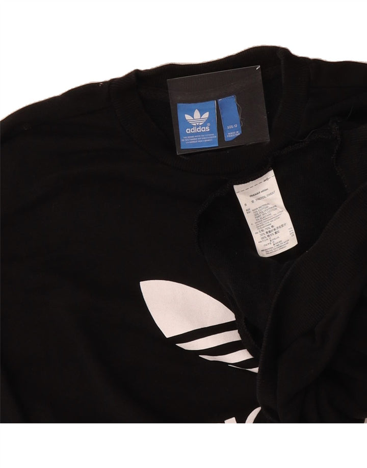 ADIDAS Womens Graphic Sweatshirt Jumper UK 12 Medium Black Cotton Vintage Adidas and Second-Hand Adidas from Messina Hembry 