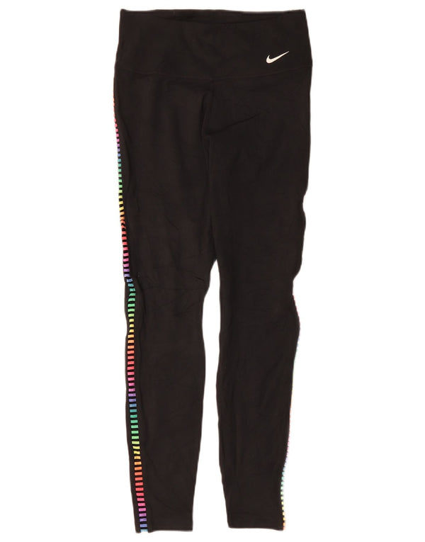 Damskie legginsy Nike Dri Fit UK 8, mały, czarny, geometryczny poliester