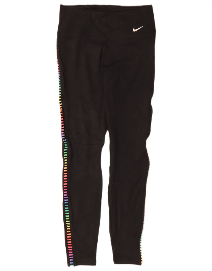 Damskie legginsy Nike Dri Fit UK 8, mały, czarny, geometryczny poliester