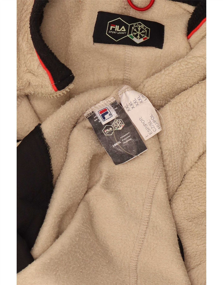 Męska kurtka polarowa Fila UK 44 2XL Beżowy poliester z blokami kolorów