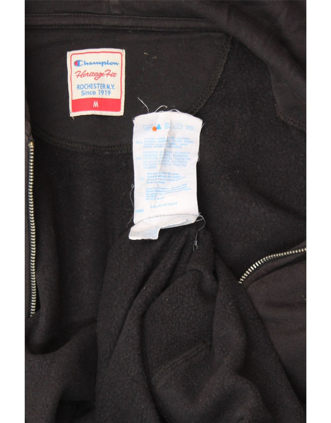 Damski sweter z kapturem i zamkiem błyskawicznym CHAMPION Heritage Fit UK 14, średni czarny bawełniany