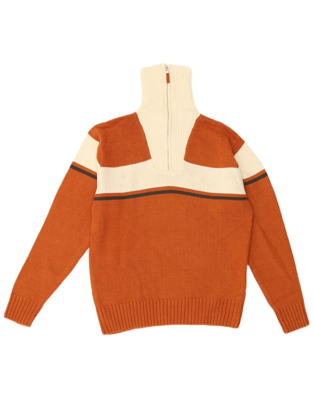 Męski sweter Tom Tailor z zamkiem błyskawicznym, mały, brązowy, bawełniany w bloki kolorów