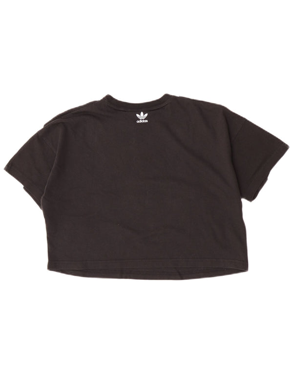 Damska koszulka Adidas Oversize Crop Graphic Top UK 4 XS Czarna bawełna