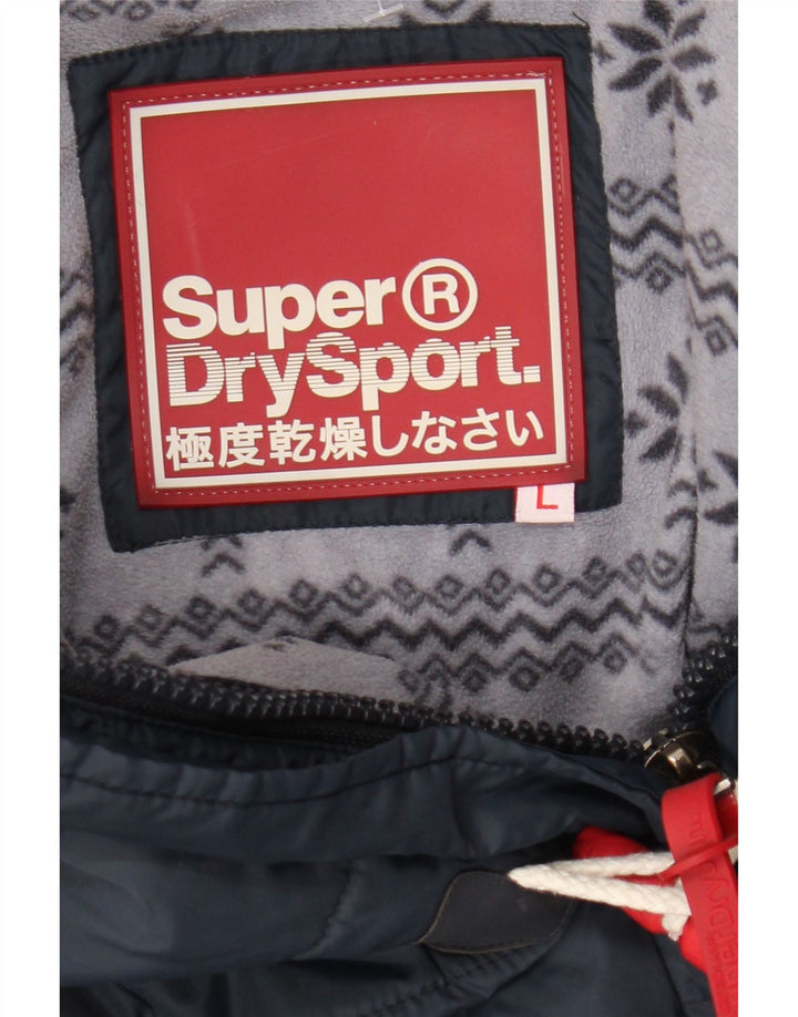 Damska ocieplana kurtka z kapturem Superdry UK 14, duża granatowa, poliester