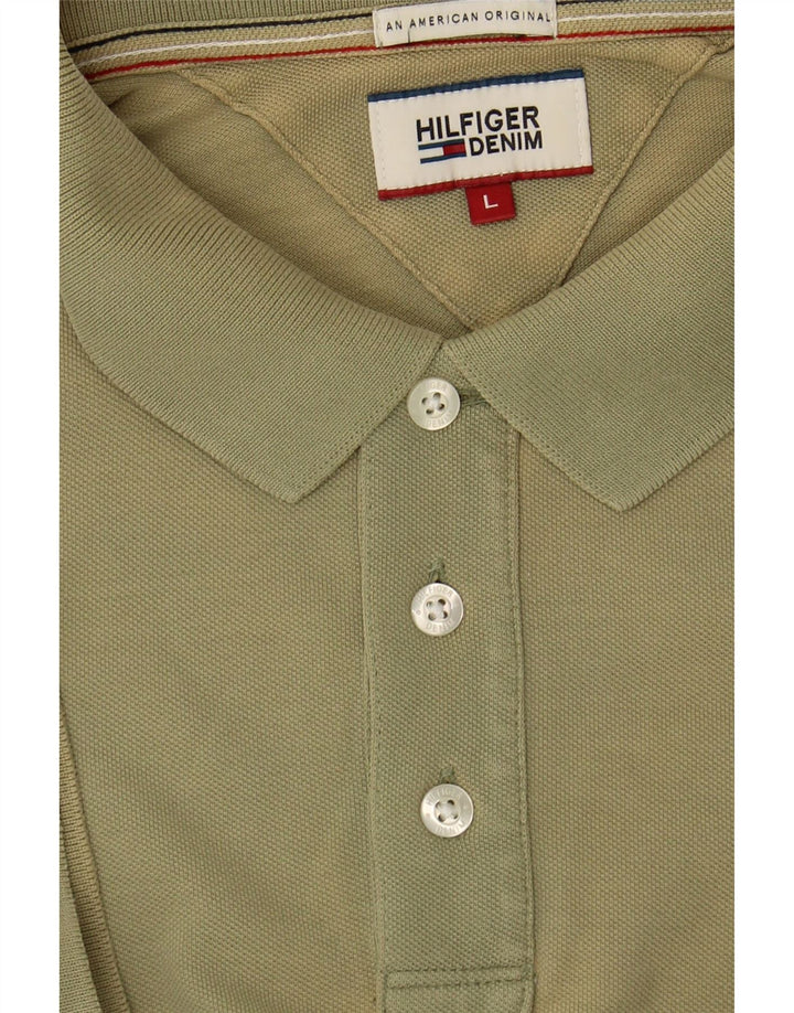TOMMY HILFIGER Mens Polo Shirt Large Green Vintage Tommy Hilfiger and Second-Hand Tommy Hilfiger from Messina Hembry 