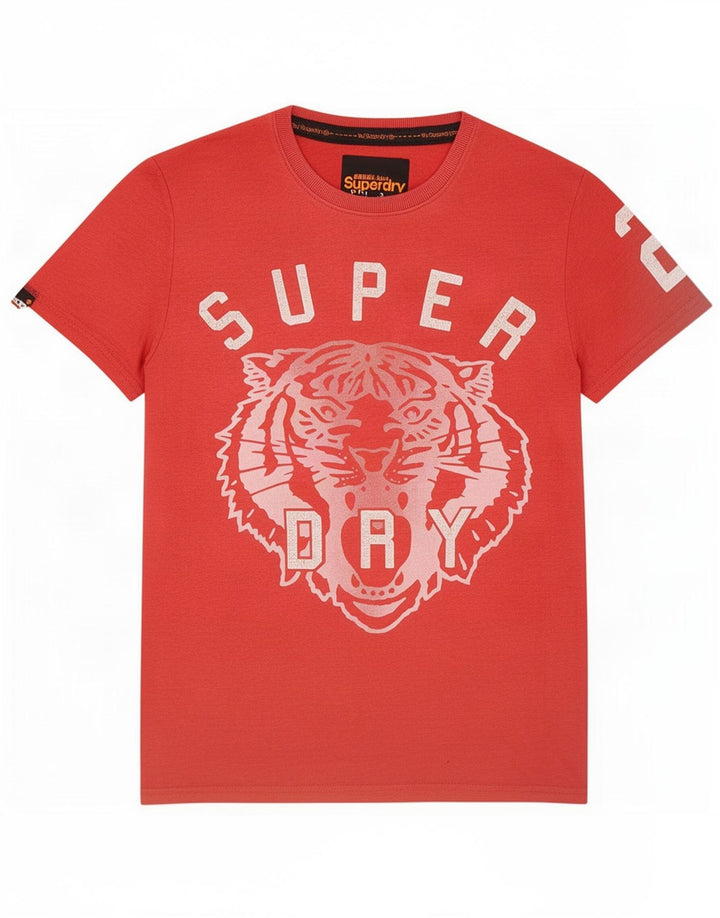 Męski T-shirt z grafiką Superdry, bawełniany, średni czerwony
