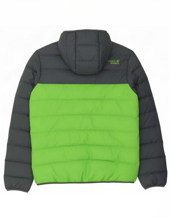 Męska ocieplana kurtka z kapturem Jack Wolfskin UK 42, duży zielony blok kolorów