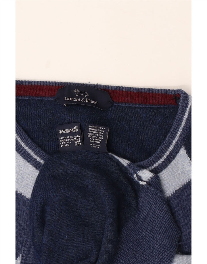 HARMONT & BLAINE Męski sweter z dekoltem w łódkę, duży, granatowy